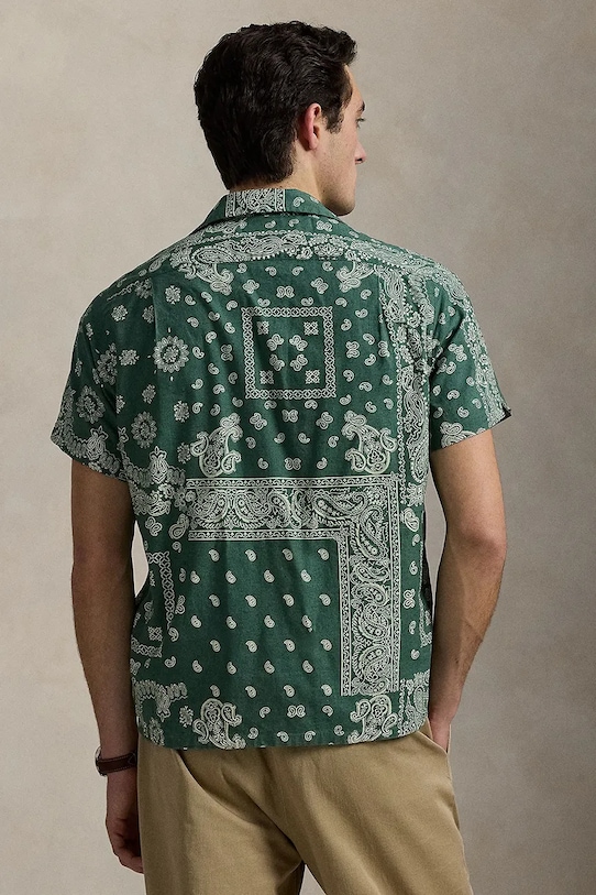 Ľanová košeľa Polo Ralph Lauren 710971799 zelená AW25