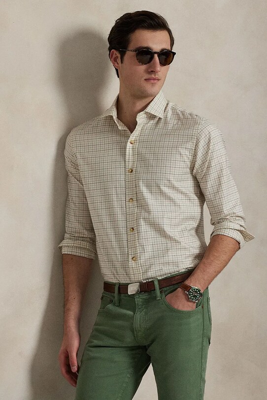 Polo Ralph Lauren koszula bawełniana regular beżowy 710973083
