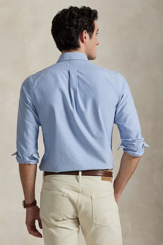 Βαμβακερό πουκάμισο Polo Ralph Lauren 710974543 μπλε AW25