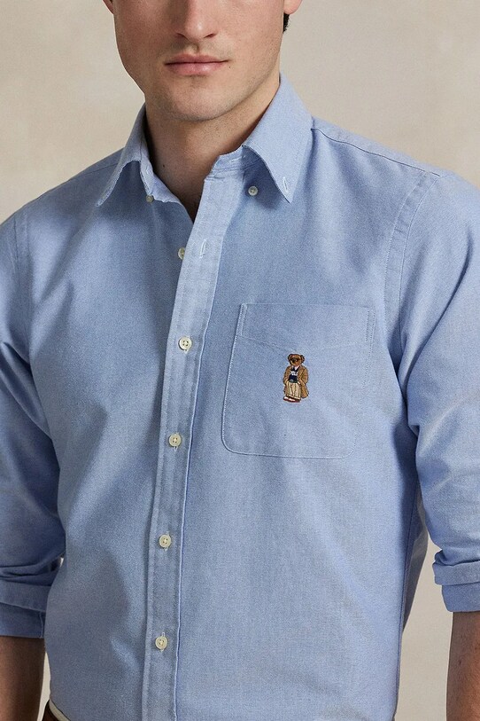 Βαμβακερό πουκάμισο Polo Ralph Lauren μπλε 710974543