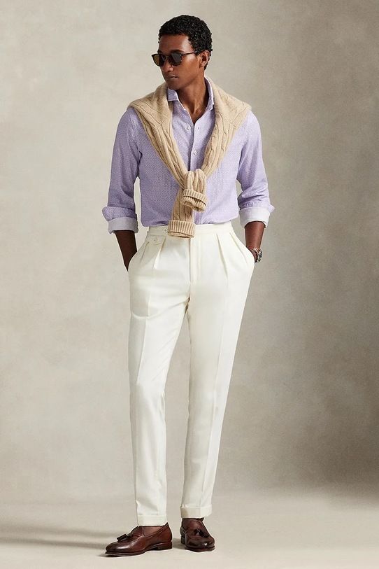 Polo Ralph Lauren koszula lniana fioletowy 710974546