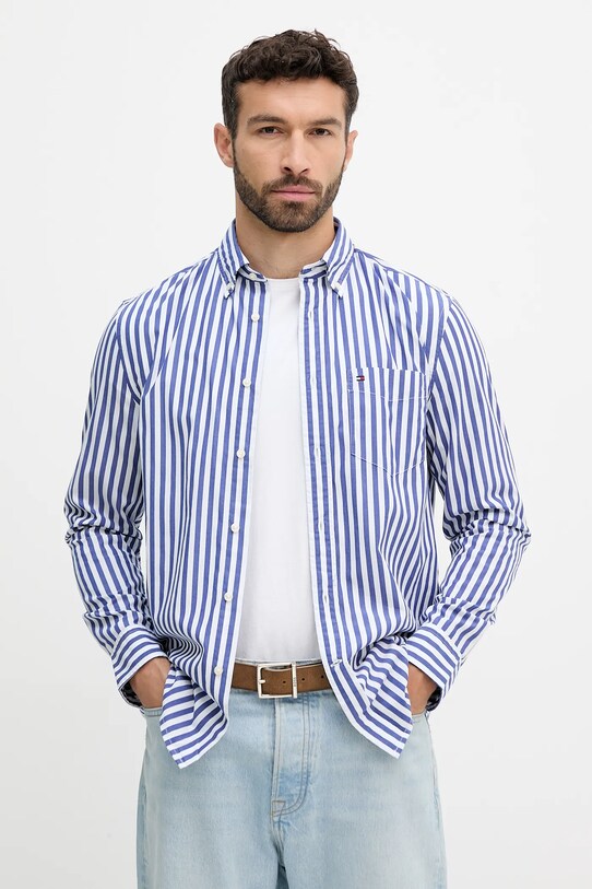 Tommy Hilfiger koszula bawełniana wzorzyste fioletowy MW0MW39451