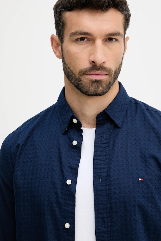 Bavlnená košeľa Tommy Hilfiger tmavomodrá MW0MW39446