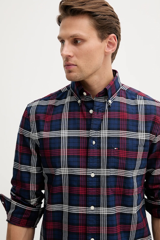Βαμβακερό πουκάμισο Tommy Hilfiger σκούρο μπλε MW0MW39681