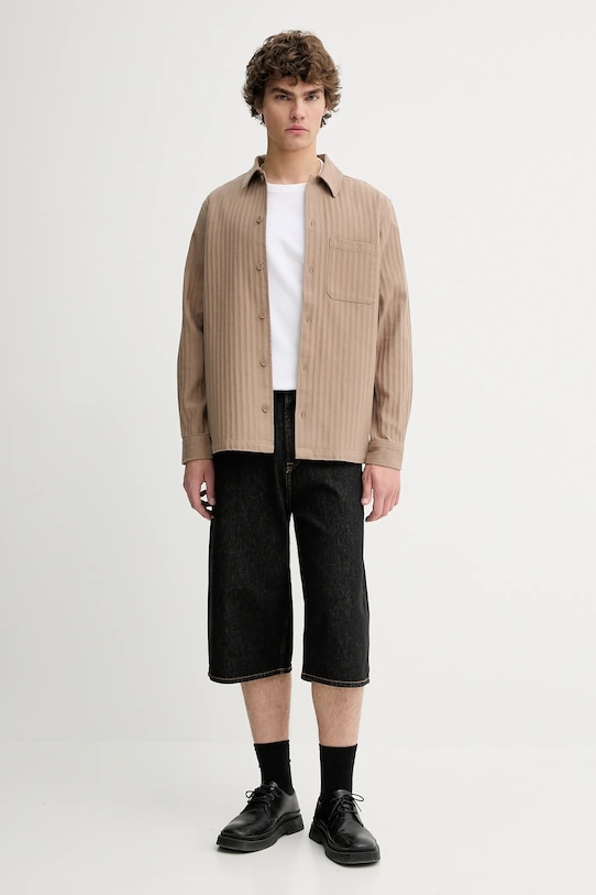 Хлопковая рубашка Samsoe Samsoe SADAMON M25200057 коричневый AW25