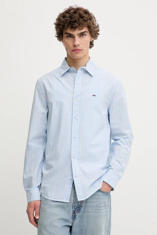 Tommy Jeans koszula bawełniana regular niebieski DM0DM21693