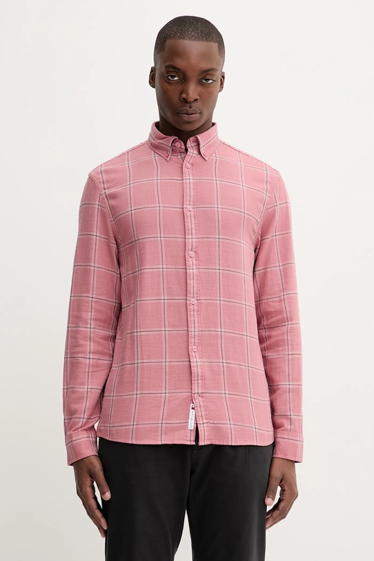 Βαμβακερό πουκάμισο Tommy Jeans κανονικό ροζ DM0DM21701
