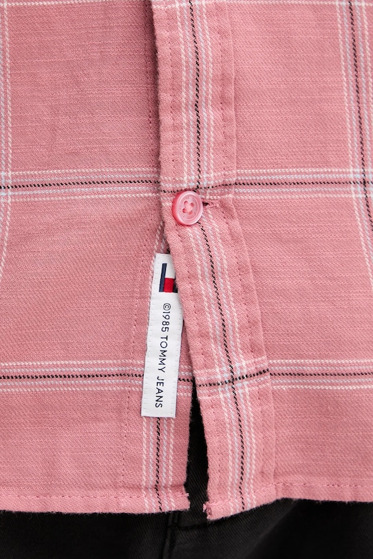 Βαμβακερό πουκάμισο Tommy Jeans DM0DM21701 ροζ