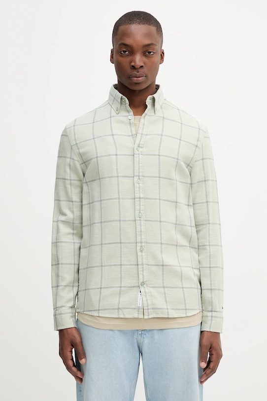 Tommy Jeans cămașă din bumbac cu modele verde DM0DM21701