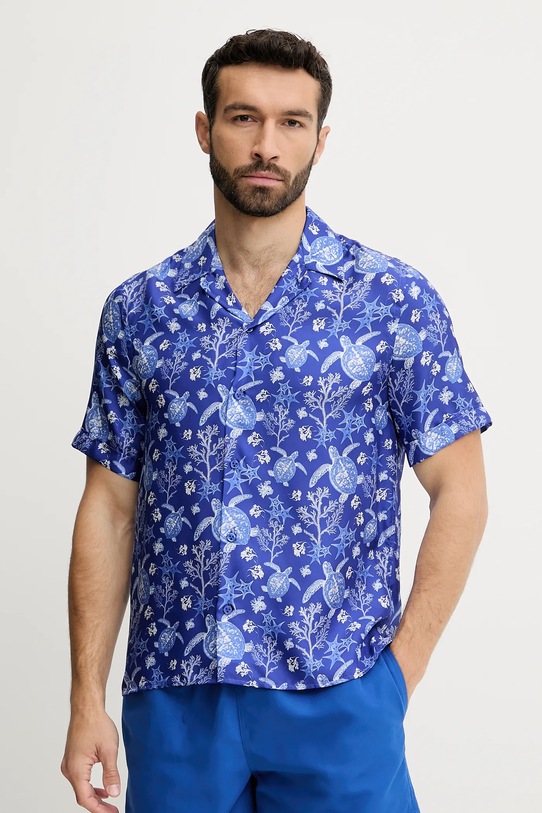 Vilebrequin koszula jedwabna CHARLI regular niebieski HARCW227