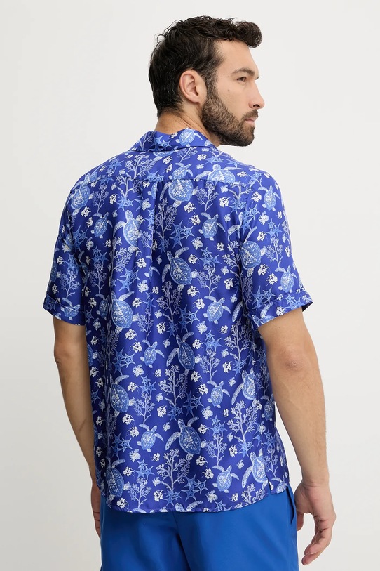 Vilebrequin koszula jedwabna CHARLI HARCW227 niebieski AW25