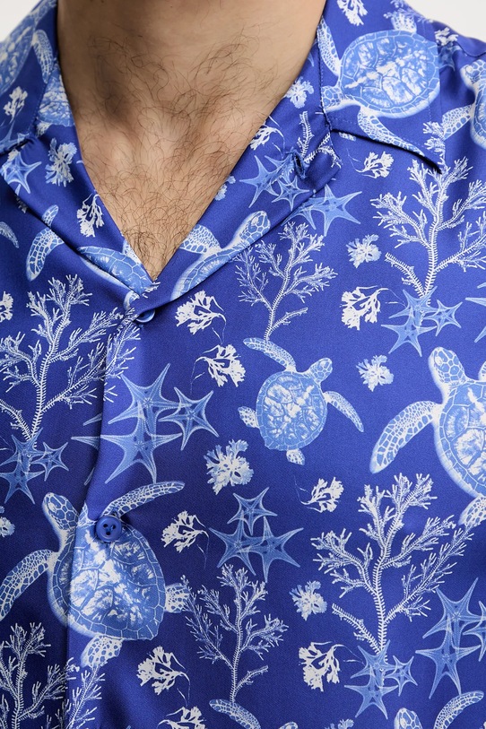 Vilebrequin koszula jedwabna CHARLI niebieski HARCW227