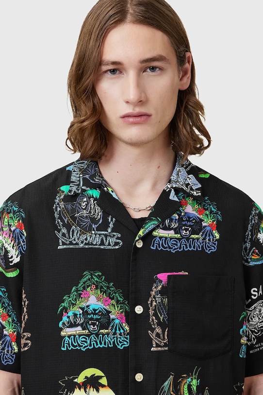 AllSaints koszula GNAR M059SC czarny AW25