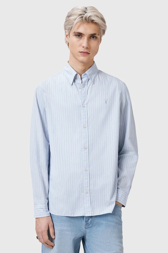 AllSaints cămașă din bumbac SAINT curele albastru M087SC