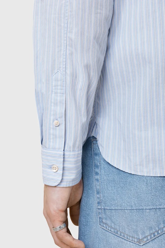 Одяг Бавовняна сорочка AllSaints SAINT M087SC блакитний