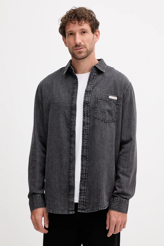 Calvin Klein Jeans koszula bawełniana bawełna szary LV040BM733