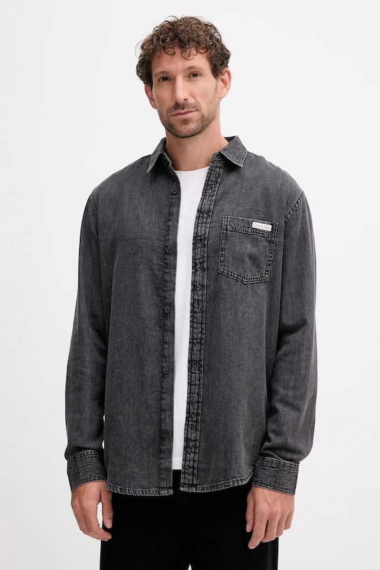 Calvin Klein Jeans koszula bawełniana bawełna szary LV040BM733
