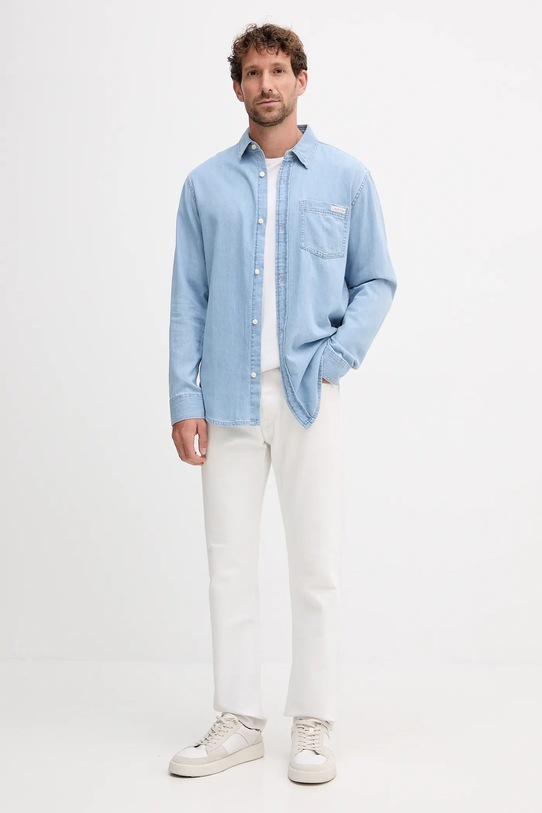Calvin Klein Jeans koszula bawełniana LV040BM796 niebieski AW25