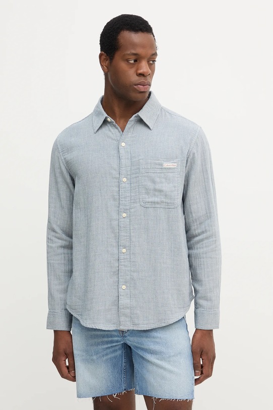 Бавовняна сорочка Calvin Klein Jeans візерунок блакитний LV04RC706G