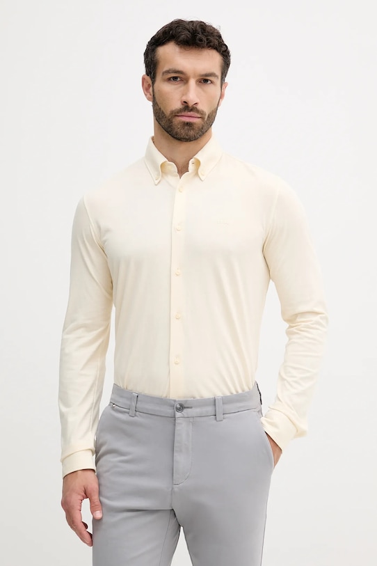 BOSS Orange cămașă din bumbac lung bej 50543089