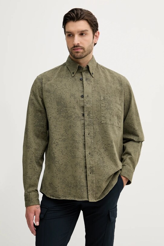 BOSS Orange cămașă jeans lung verde 50544858