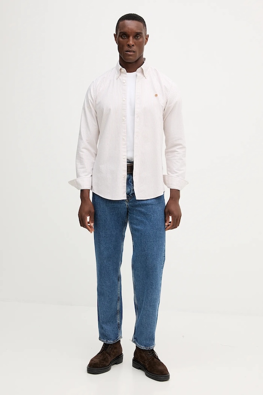 Bavlněná košile BOSS 50544976 béžová AW25