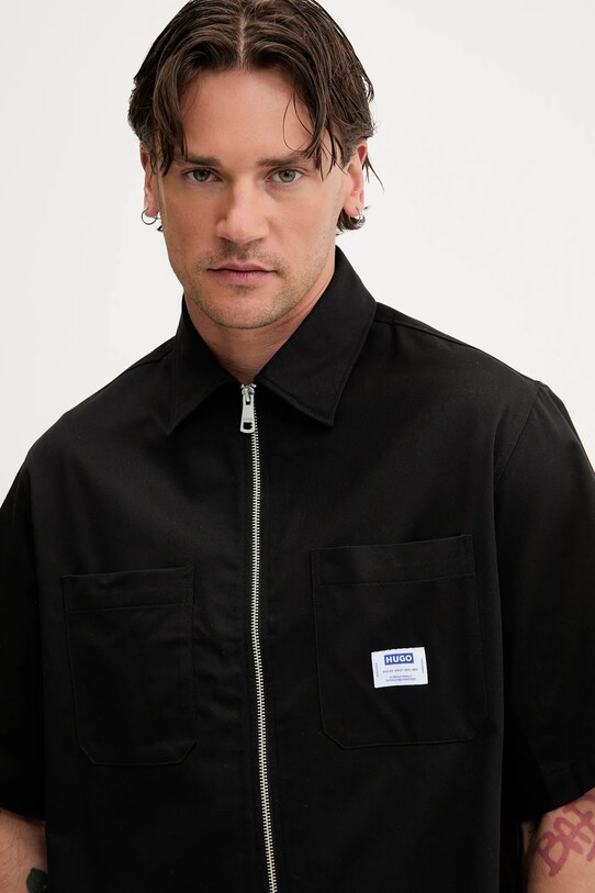 Hugo Blue cămașă din bumbac negru 50545166