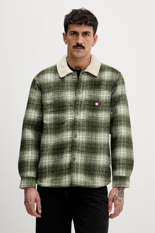 Tommy Jeans kurtka koszulowa bez kaptura zielony DM0DM22010