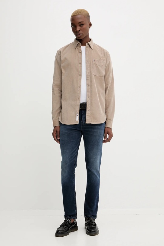 Menčestrová košeľa Tommy Jeans DM0DM22021 hnedá AW25