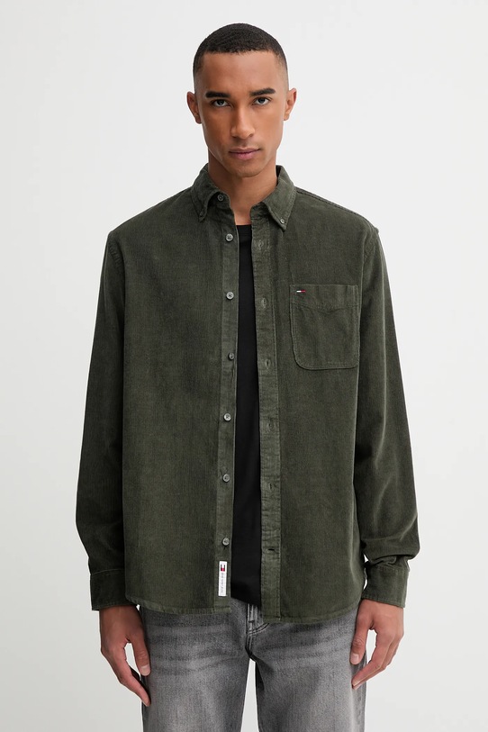 Tommy Jeans koszula sztruksowa bawełna zielony DM0DM22021