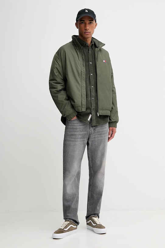 Tommy Jeans koszula sztruksowa DM0DM22021 zielony AW25