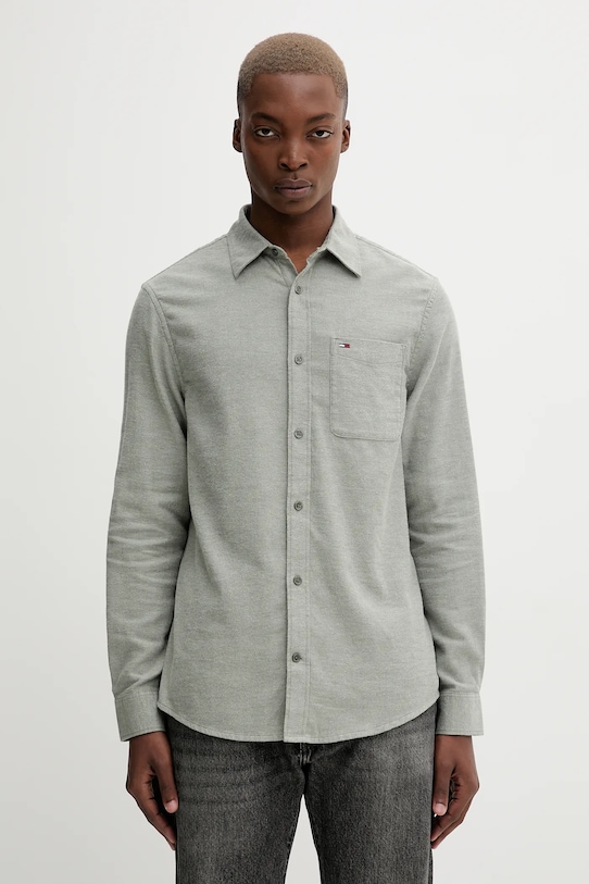 Tommy Jeans cămașă din bumbac lung verde DM0DM22023