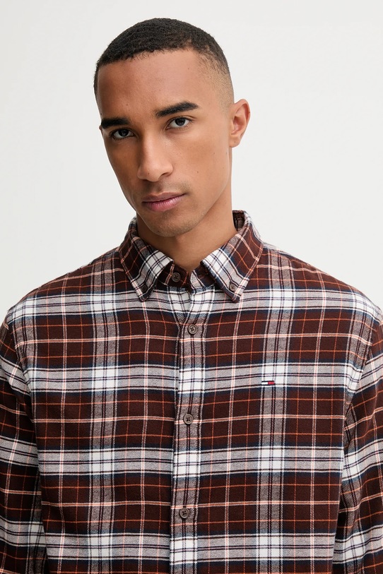 Bavlnená košeľa Tommy Jeans hnedá DM0DM22024