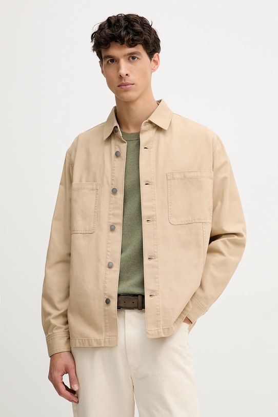 United Colors of Benetton cămașă jeans lung bej 5QHDUQ060
