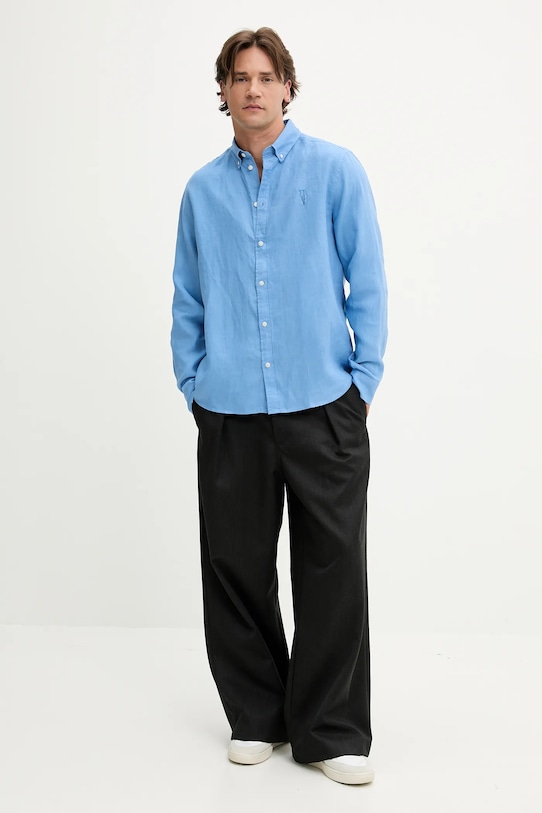 Les Deux koszula lniana Konrad 1000001 niebieski AW25