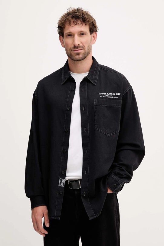 Bavlnená košeľa Versace Jeans Couture potlač čierna 79GAL251.DW118SW0