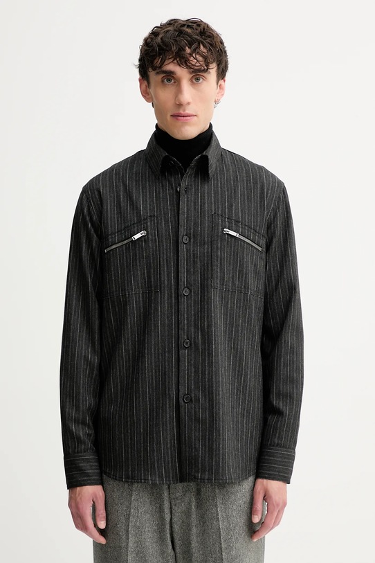 Vlněná košile Iceberg dlouhý šedá G090.3082