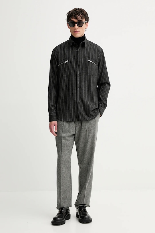 Vlněná košile Iceberg G090.3082 šedá AW25