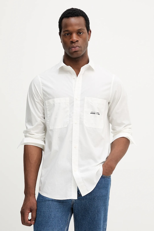 Bavlnená košeľa Armani Exchange jednofarebný béžová XM000959.AF12994