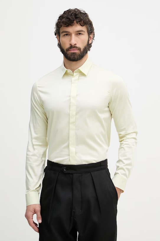 Armani Exchange сорочка чоловіча бавовняна з еластаном бежевий 8NZCBD.ZN10Z.