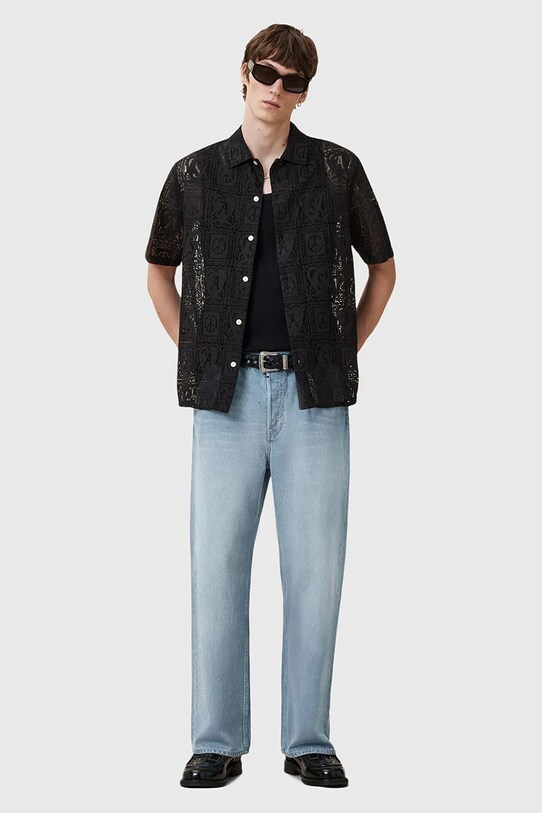 Košeľa AllSaints NETLEY M028SD čierna