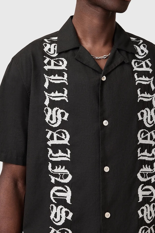 AllSaints koszula bawełniana SCRIPTURE M105SC czarny AW25