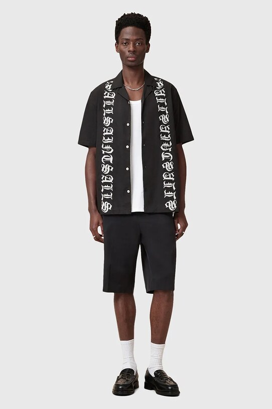 AllSaints cămașă din bumbac SCRIPTURE M105SC negru
