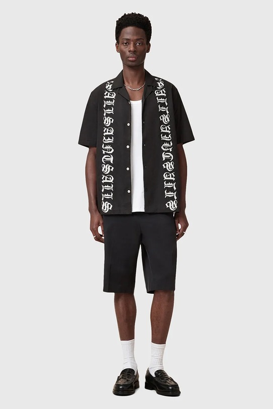 AllSaints koszula bawełniana SCRIPTURE M105SC czarny