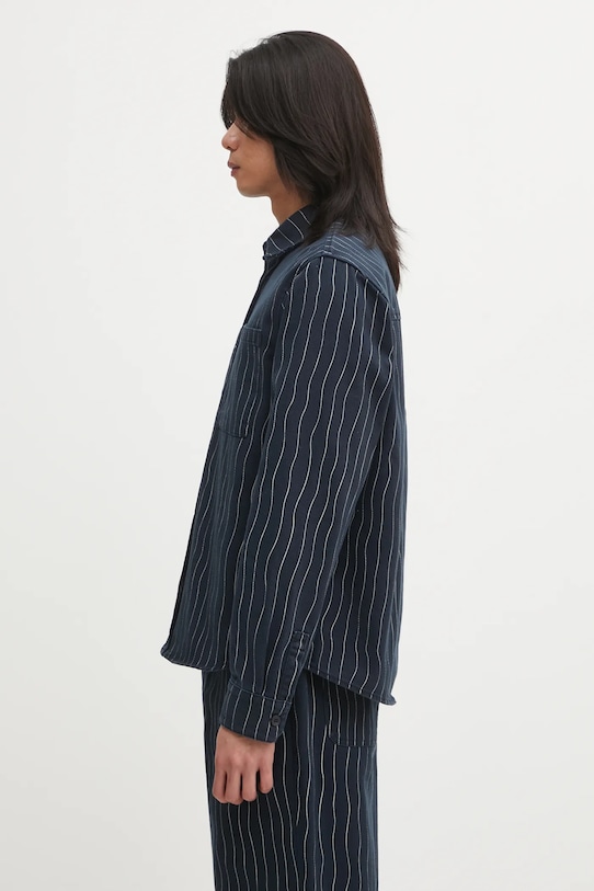 by Parra camicia in cotone Meandering lines 54236 blu navy AW25