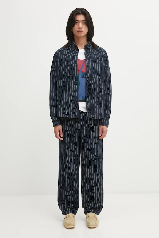 by Parra camicia in cotone Meandering lines 54236 blu navy