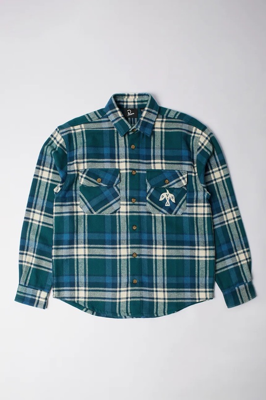by Parra koszula bawełniana Crow flanel wzorzyste zielony 54330.