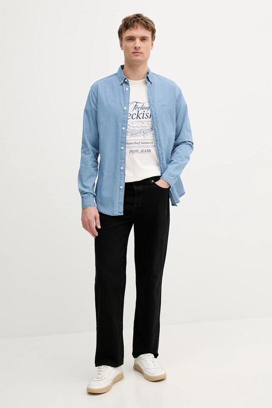 Хлопковая рубашка Pepe Jeans PM3090014C0 голубой AW25