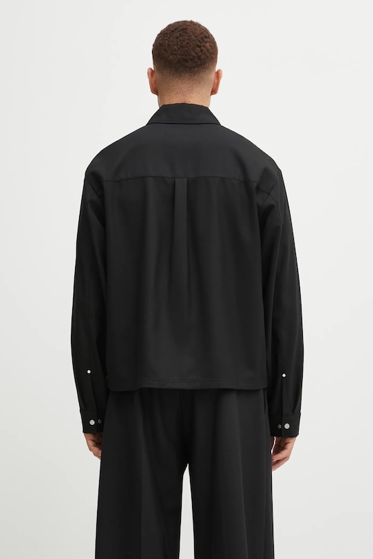 Odzież Represent koszula z dodatkiem wełny Zip Up Wool MLM100423 czarny