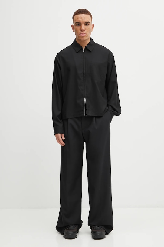 Represent koszula z dodatkiem wełny Zip Up Wool MLM100423 czarny